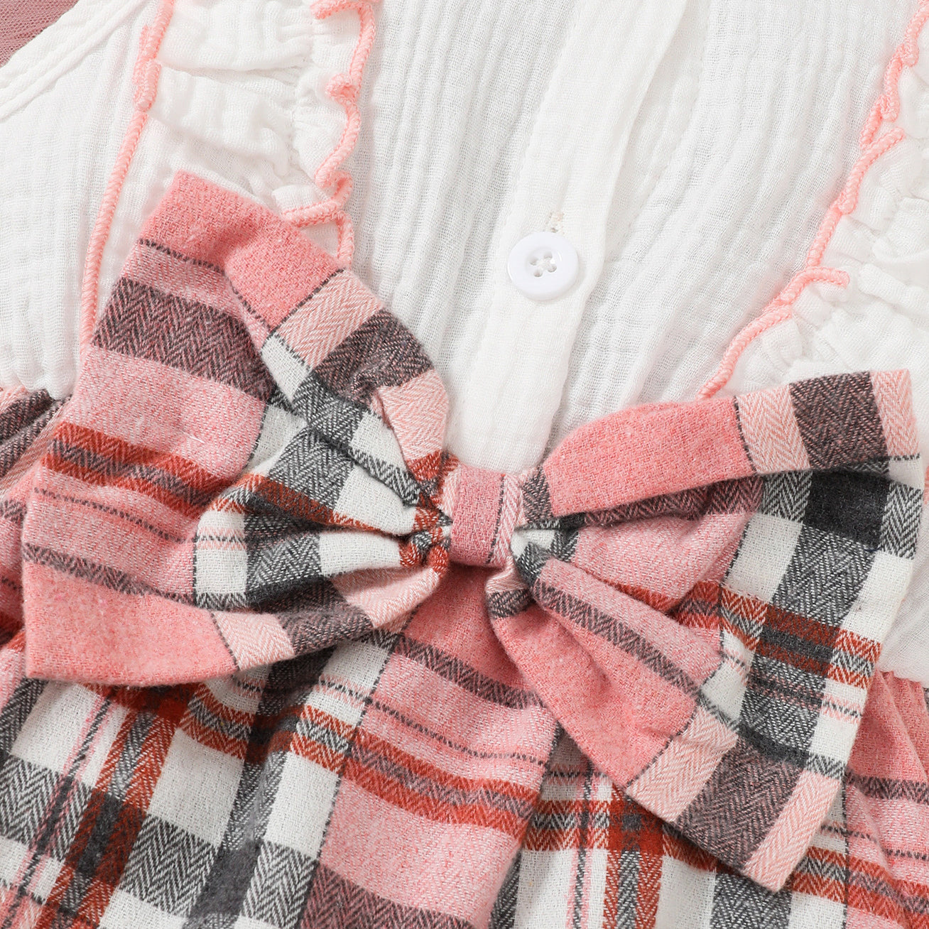 2PCS Classy Plaid Print Sleeveless Baby Romper