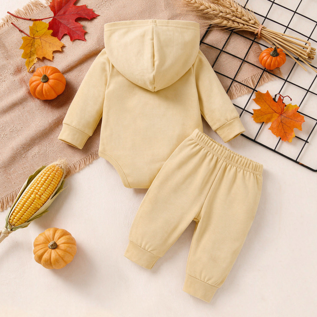 2PCS Baby Thanksgiving “Give Thanks to the Lord” Hoodie & Long Sleeve Set