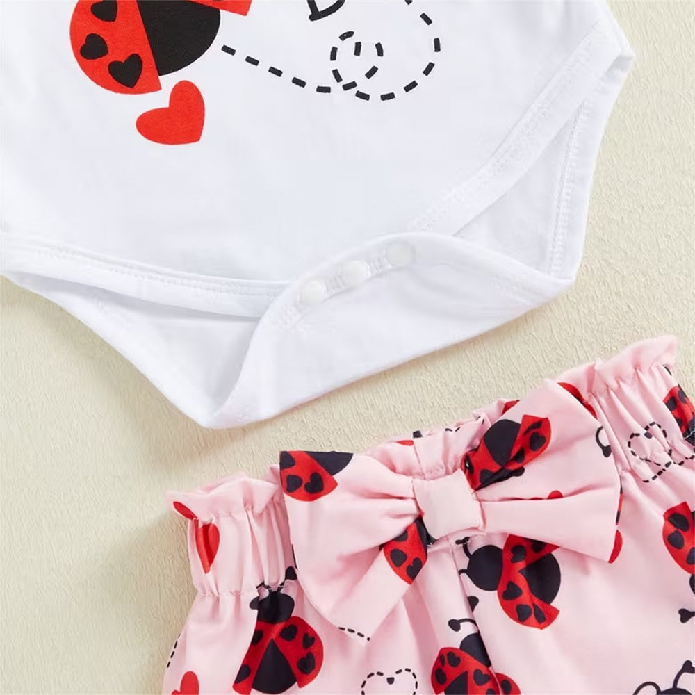 3PCS Little Love BUG Letter Print Long Sleeve Baby Set