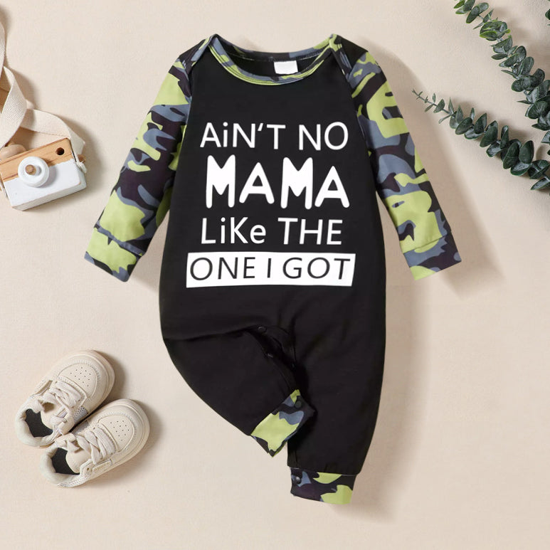 Ain't No Mama Like The One I Got Letter Print Baby Jumpsuit