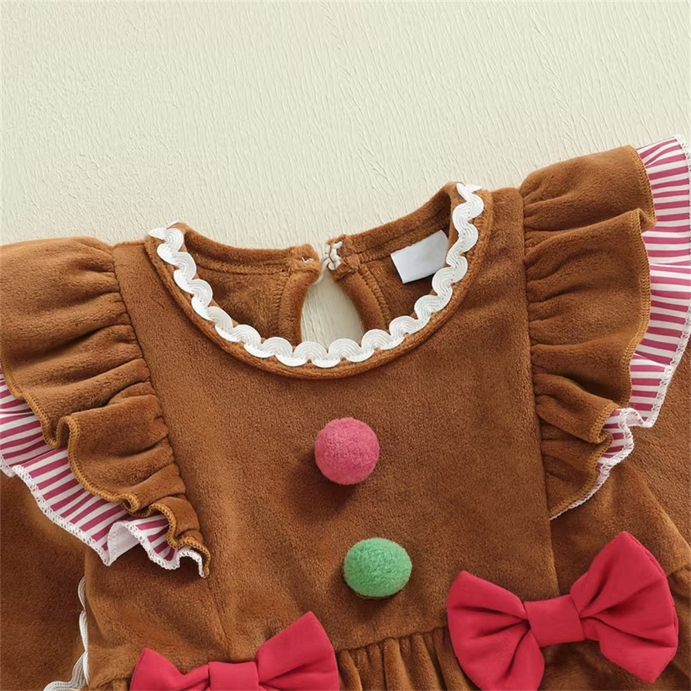 Christmas Gingerbread Decor Long Sleeve Baby Jumpsuit