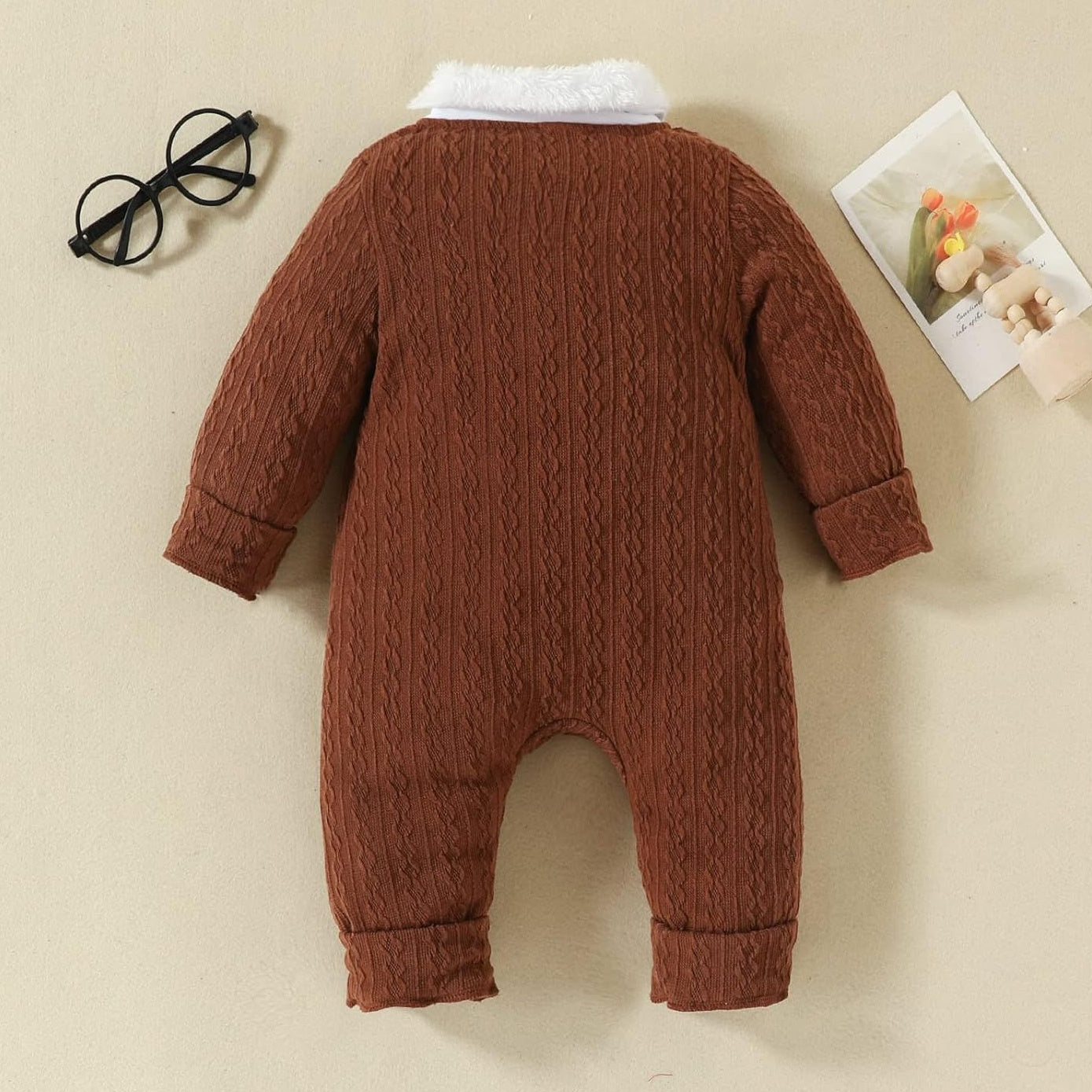 Cute Giraffe Printed Knitted Long Sleeve Baby Jumpsuit