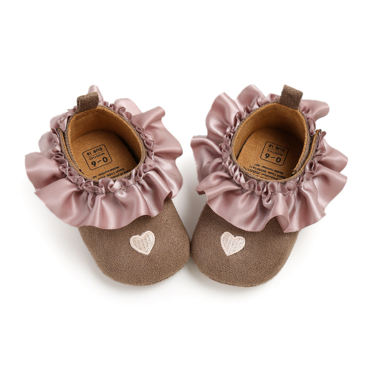 Heart Embroidery Anti Slip Soft Girls Baby Shoes