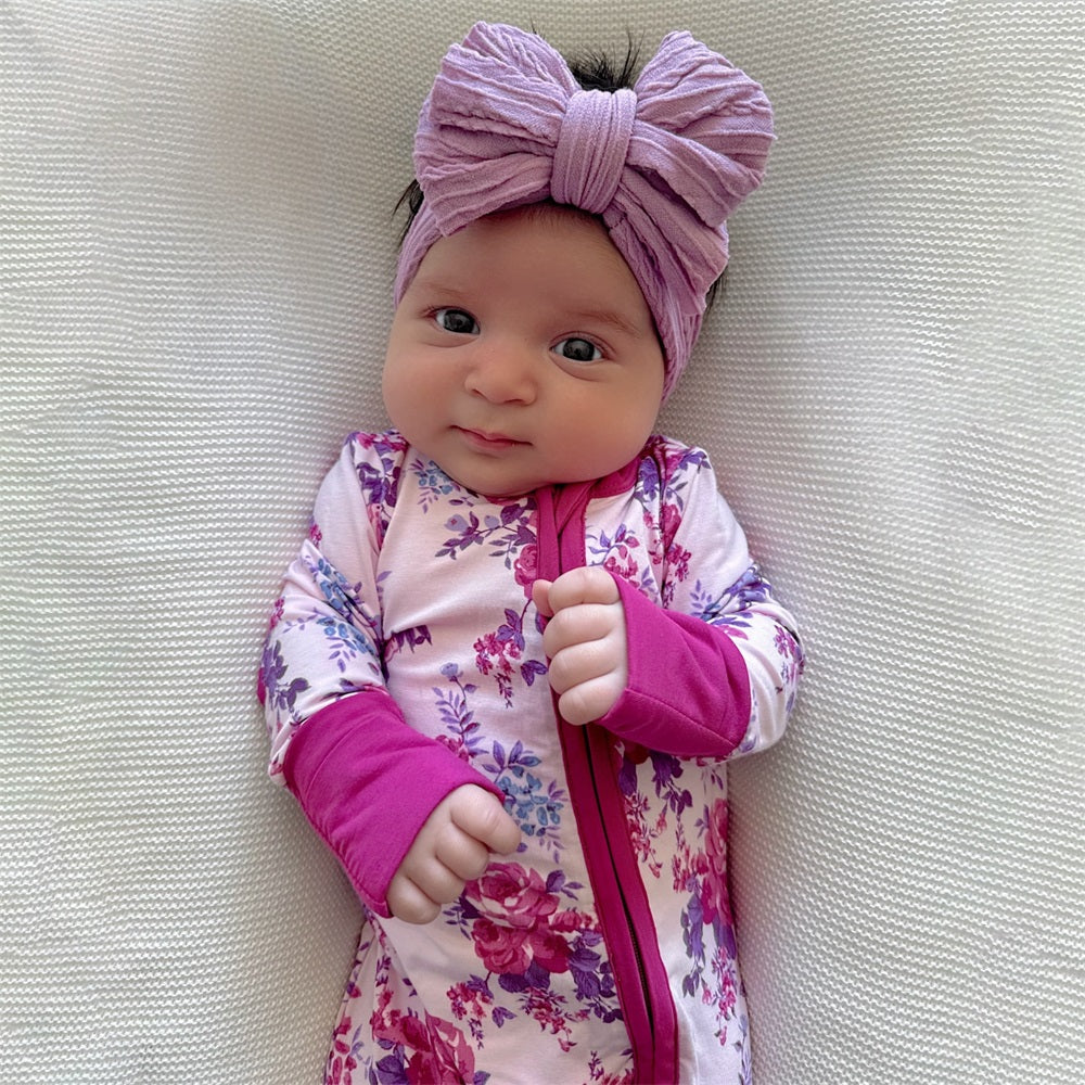 Stylish Cute Floral Printed Long Sleeve Zipper Baby Jumpsuit