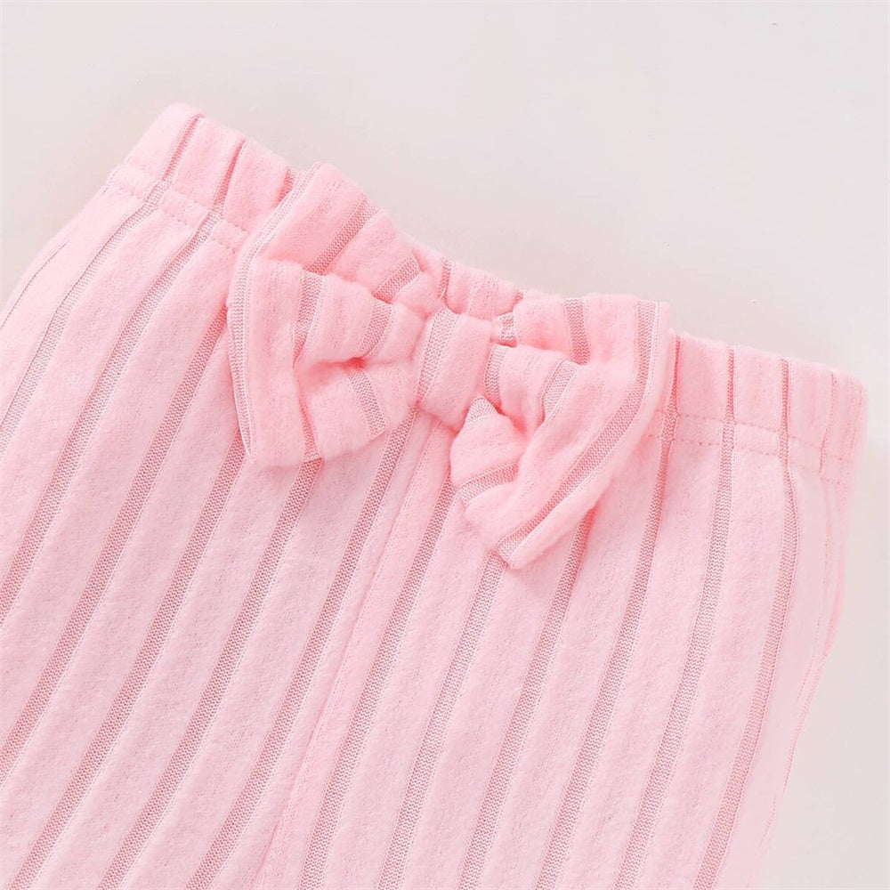 4PCS Floral Embroidery Rib Short Sleeve Baby Set