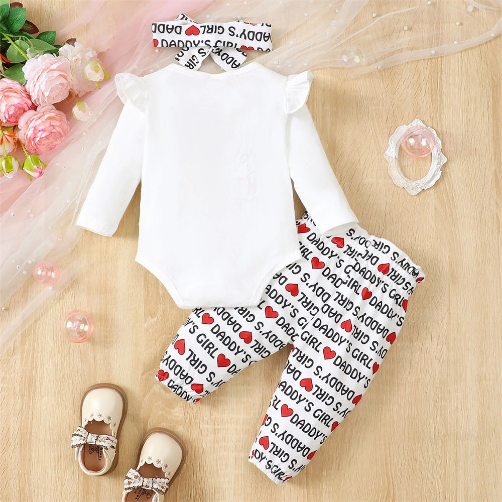 3PCS Ain't No Daddy Like The One I Got Letter Print Long Sleeve Baby Set