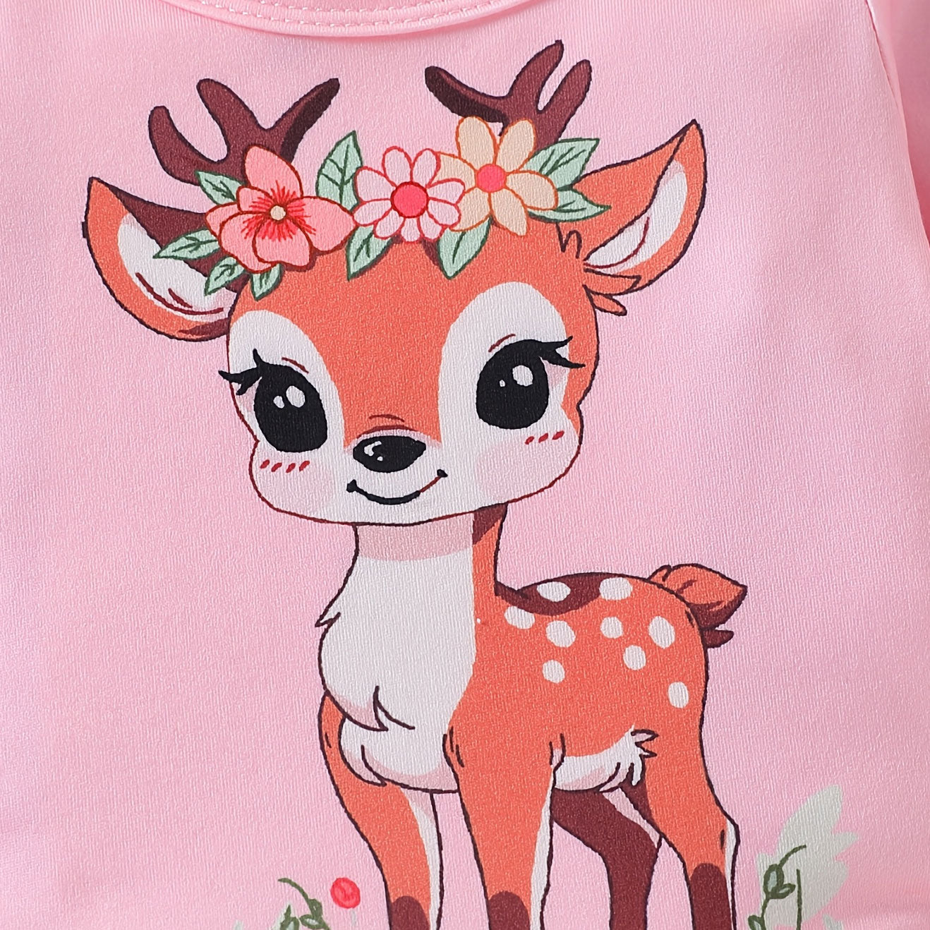 3PCS Cute Little Deer Floral Print Long Sleeve Baby Set