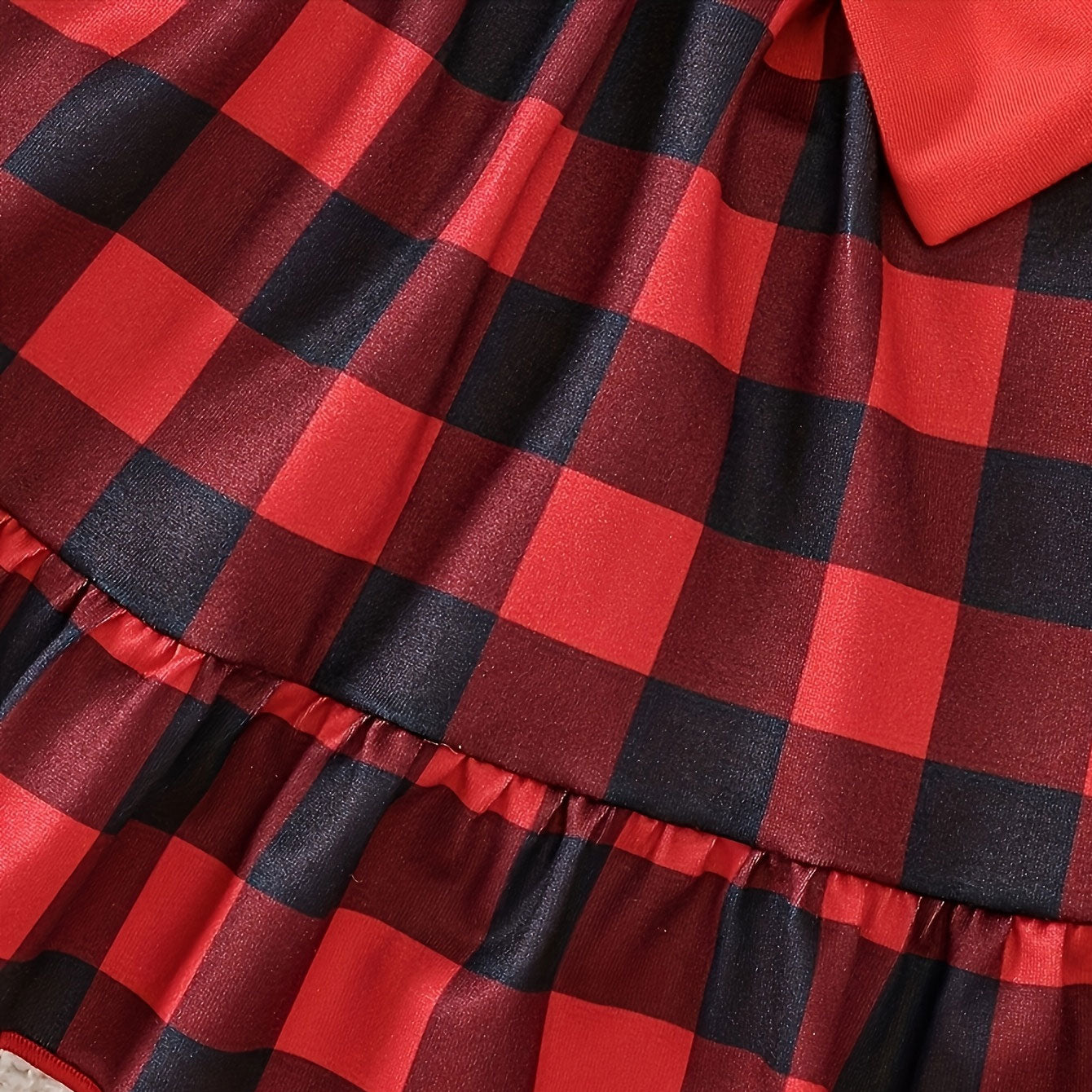 3PCS Merry Christmas Letter Plaid Print Long Sleeve Baby Dress Set
