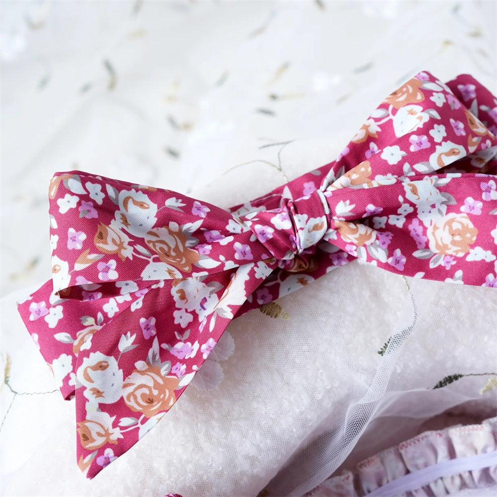 2PCS Allover Floral Printed Bubble Sleeve Baby Romper