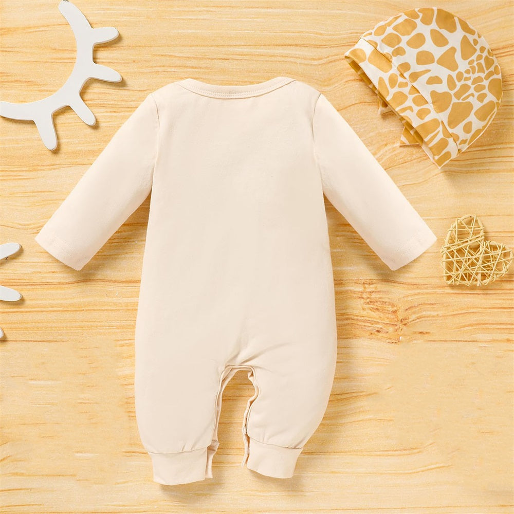2PCS You Bet Giraffe I'M Cute Letter Print Baby Jumpsuit