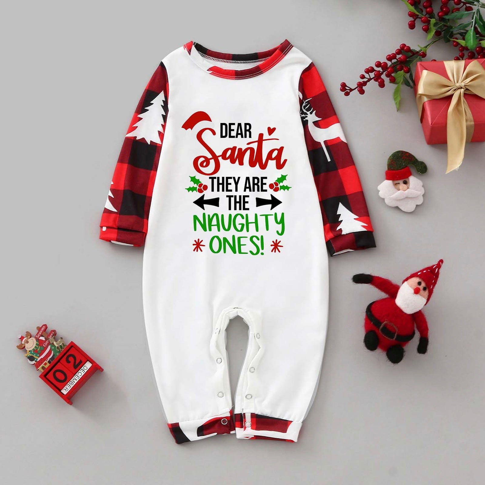 Dear Santa Letter Printed Long Sleeve Baby Jumpsuit