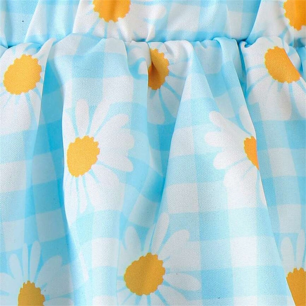 3PCS Trend Floral Printed Plaid Short Sleeve Baby Romper