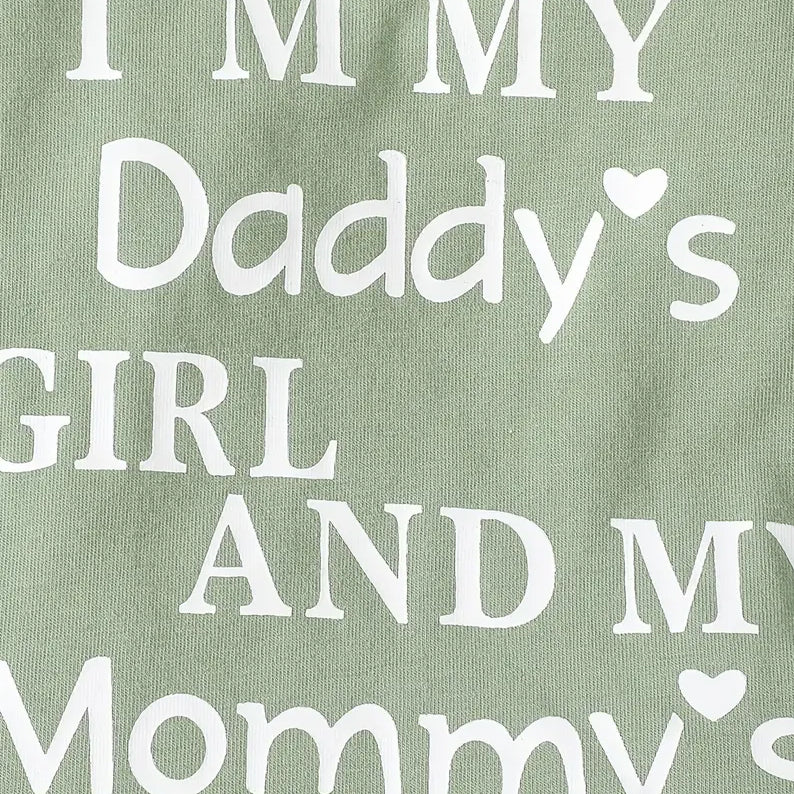 3PCS I'm My Daddy's Girl And My Mommy's World Letter Floral Printed Baby Set