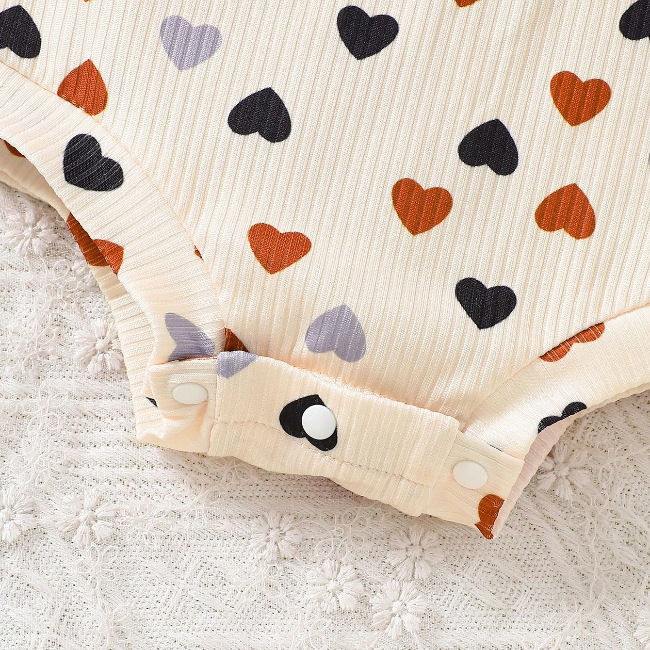 2PCS Cute Heart Printed Sleeveless Baby Girl Romper