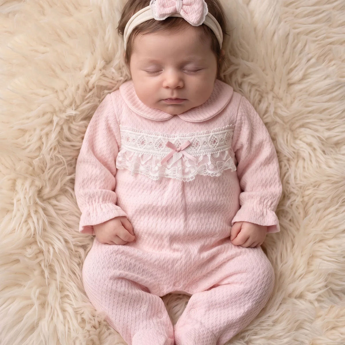 2PCS Lovely Solid Color Lace Baby Waffle Knit Jumpsuit