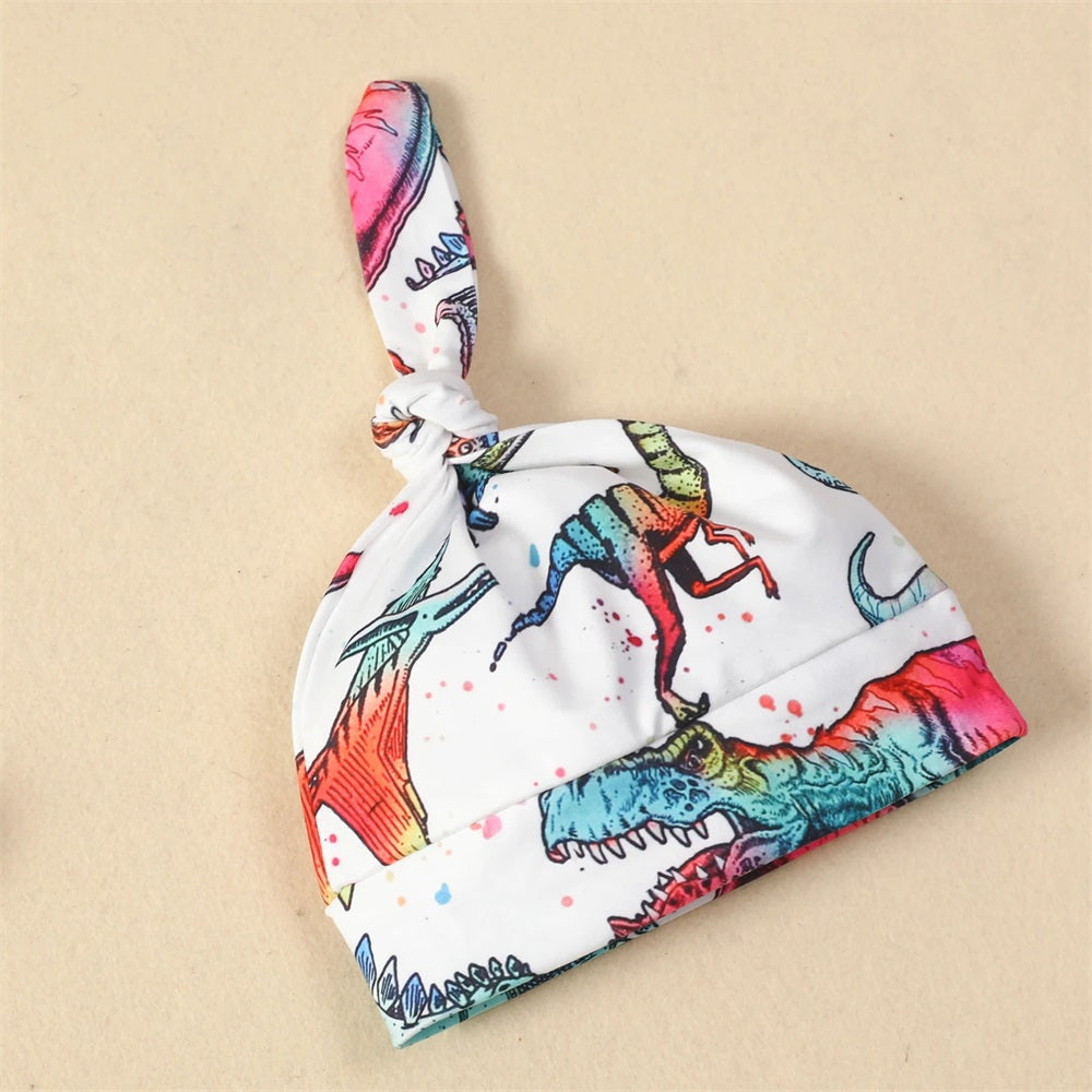 3PCS LIL BRO Letter Dinosaur Print Long Sleeve Baby Set