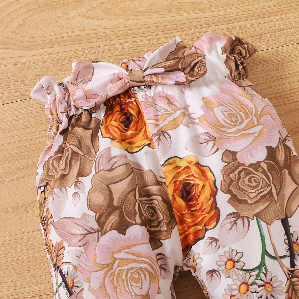 3PCS Daddy's Girl Mommy's World Letter Floral Printed Baby Set