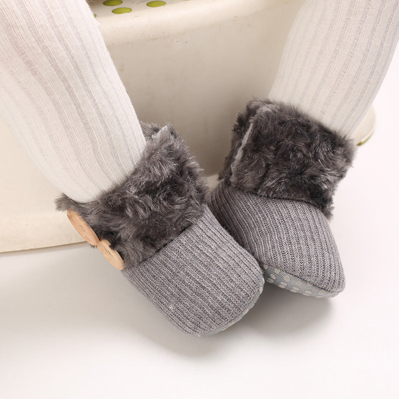 Baby Fleece-Lined Warm Soft Sole Prewalker Snow Boots
