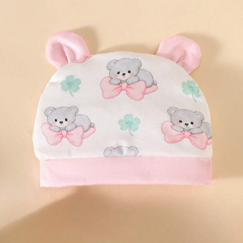 3PCS Lovely Bow Bear and Clover Print Long Sleeve Baby Set