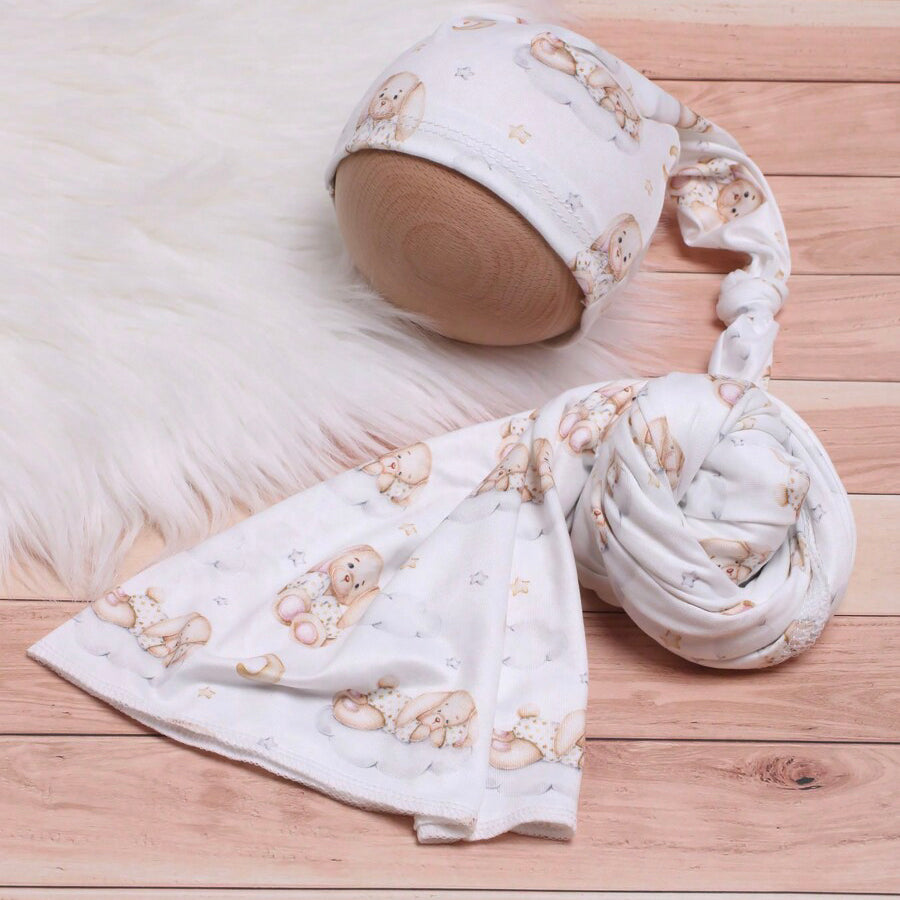 2PCS Cute Bear and Star Printed Newborn Baby Sleeping Bag Set