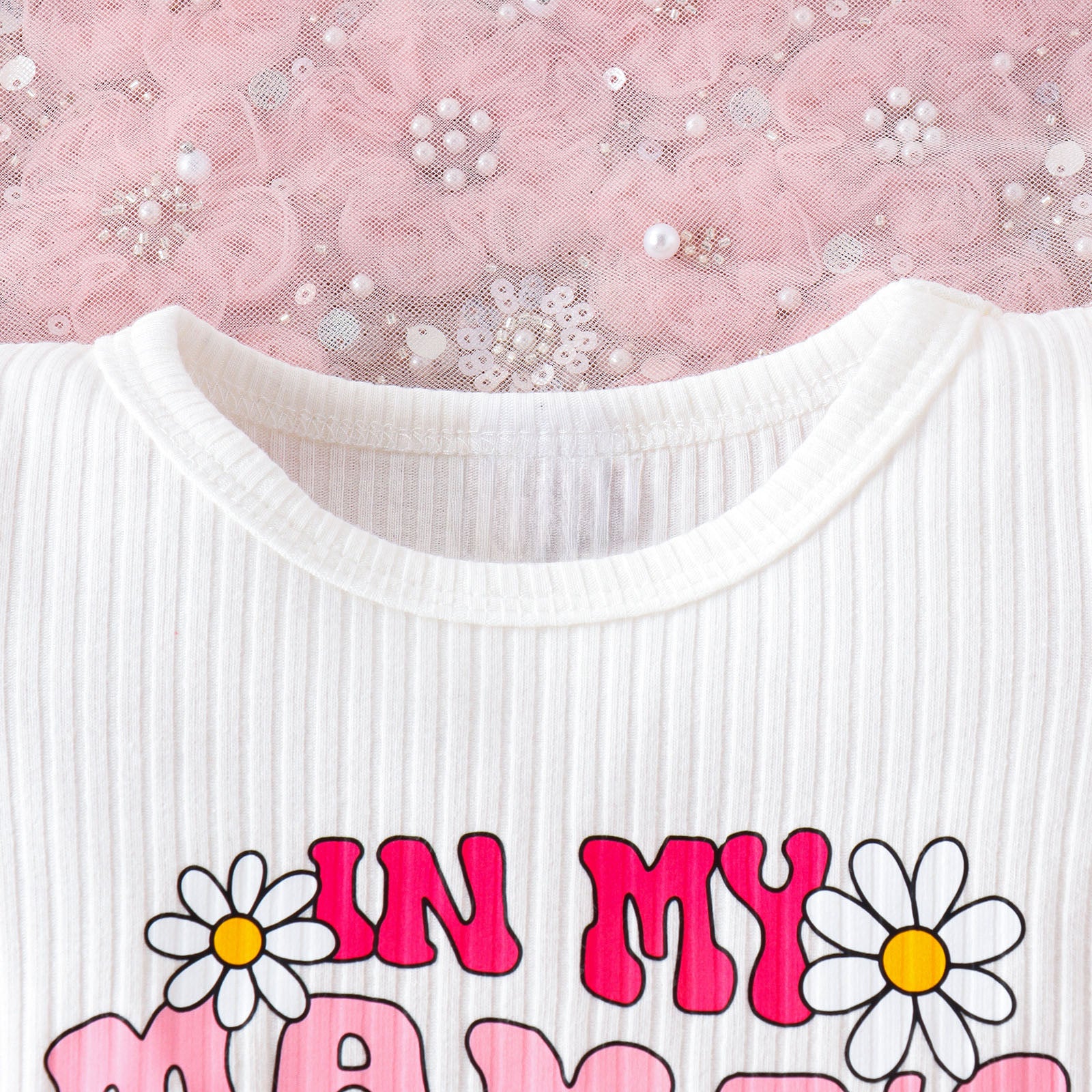 3PCS Mama's Bestie Letter And Floral Printed Short Sleeve Baby Set