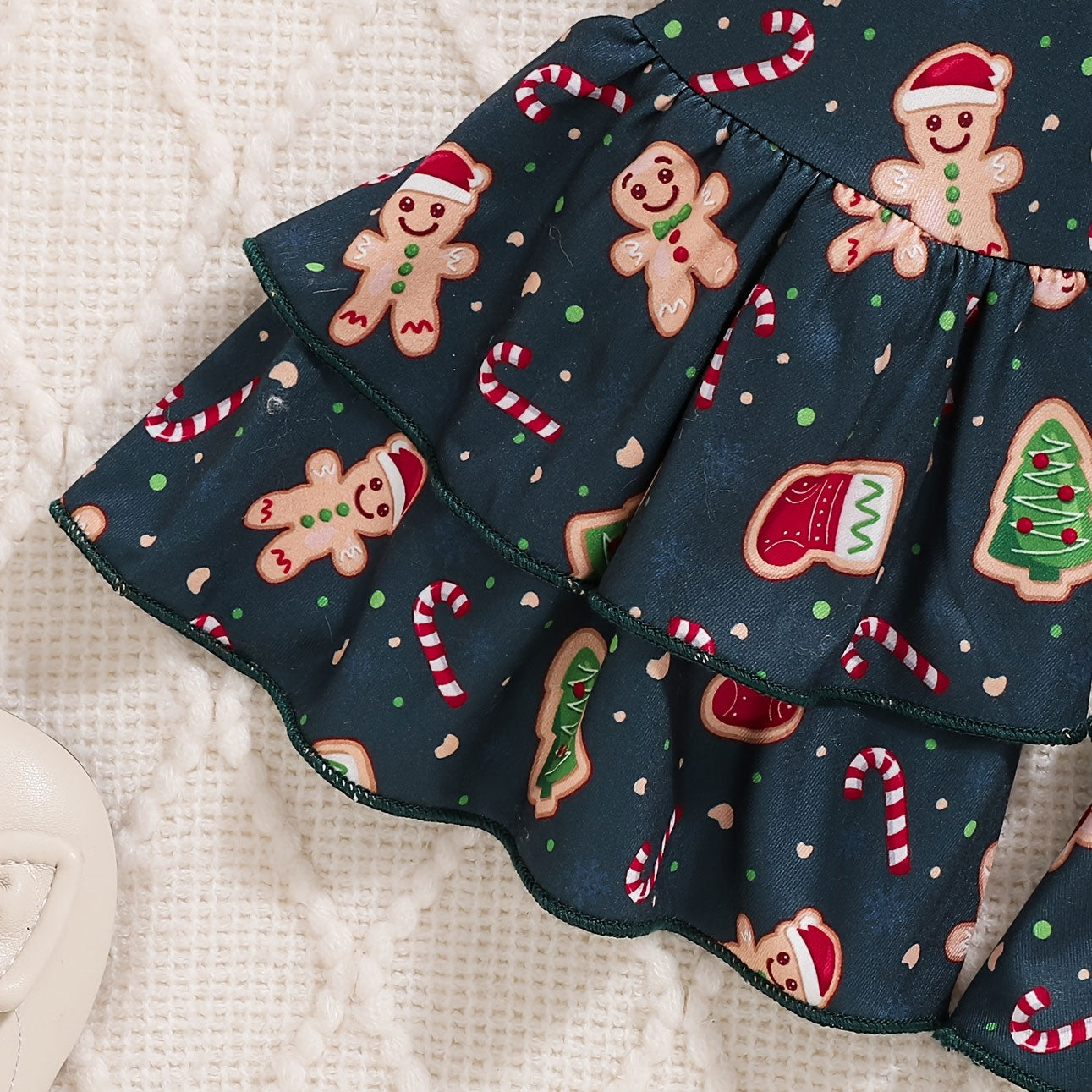 2PCS Baby First Christmas Letter Gingerbread Print Long Sleeve Baby Set