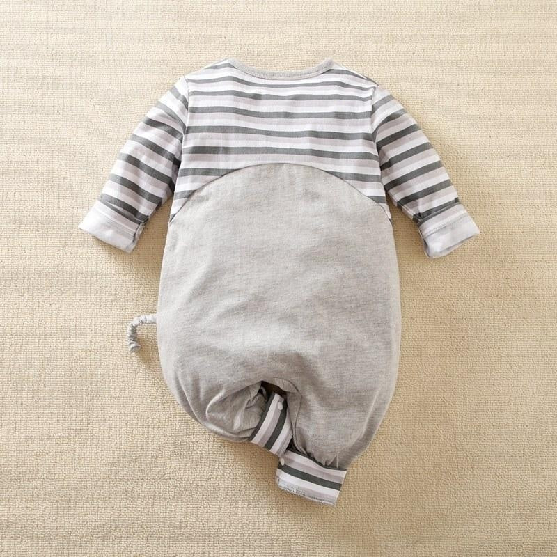 Cute Elephant Stripe Printed Baby Jumpsuit
