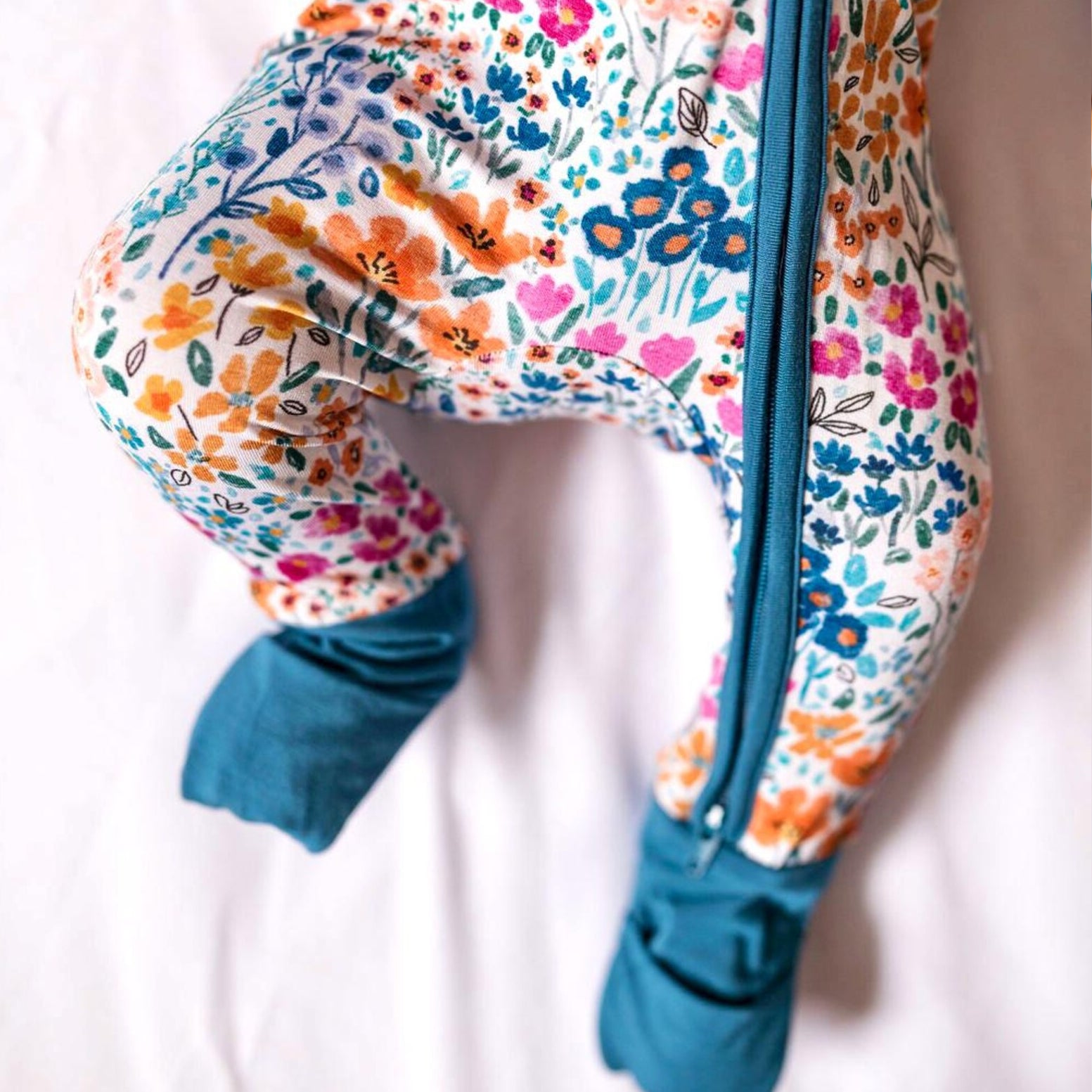 2PCS Timeless Floral Printed Zipper Baby Jumpsuit