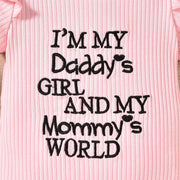 3PCS I'm My Daddy's Girl Letter Floral Printed Baby Set