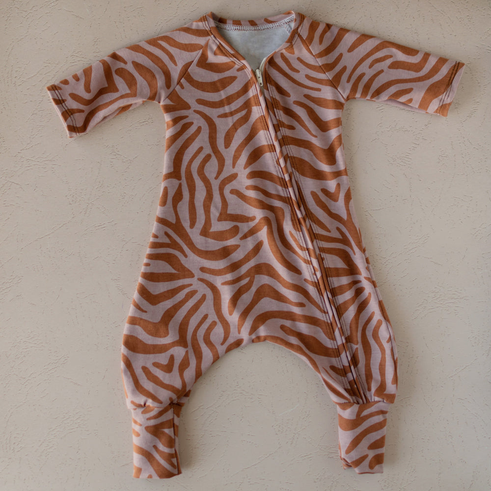 Stylish Stripe Printed Long Sleeve Zipper Baby Jumpsuit