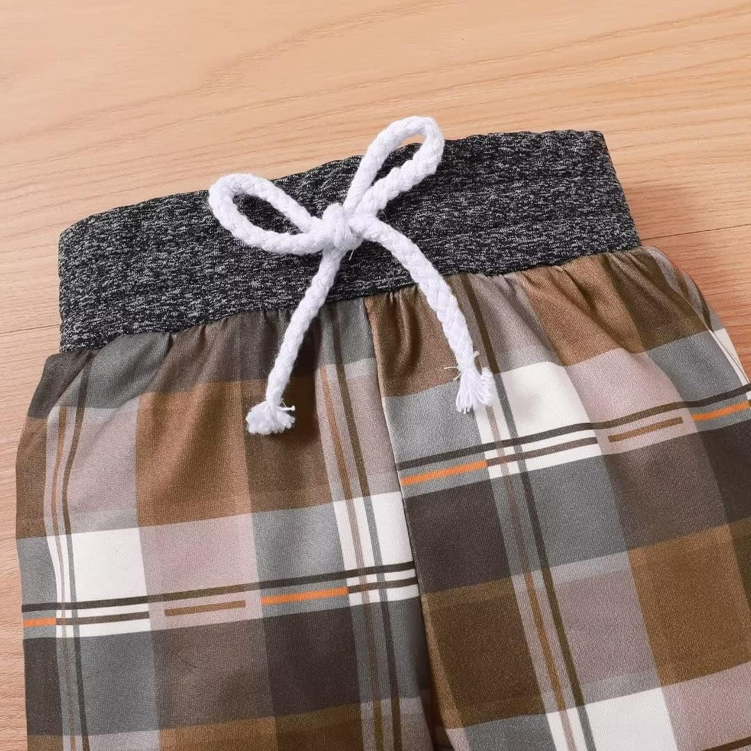 2PCS Comfy Plaid Printed Long Sleeve Baby Set