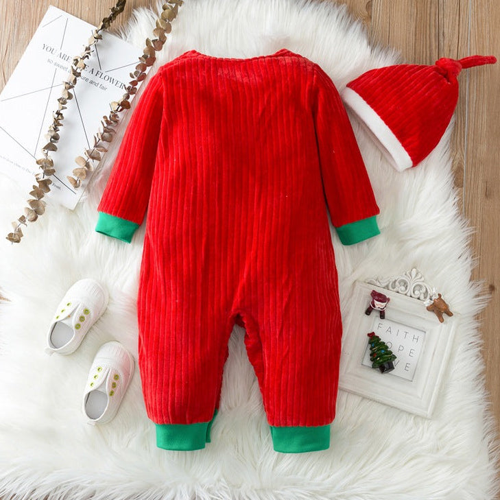 2PCS My First Christmas Letter Snowman Print Jumpsuit