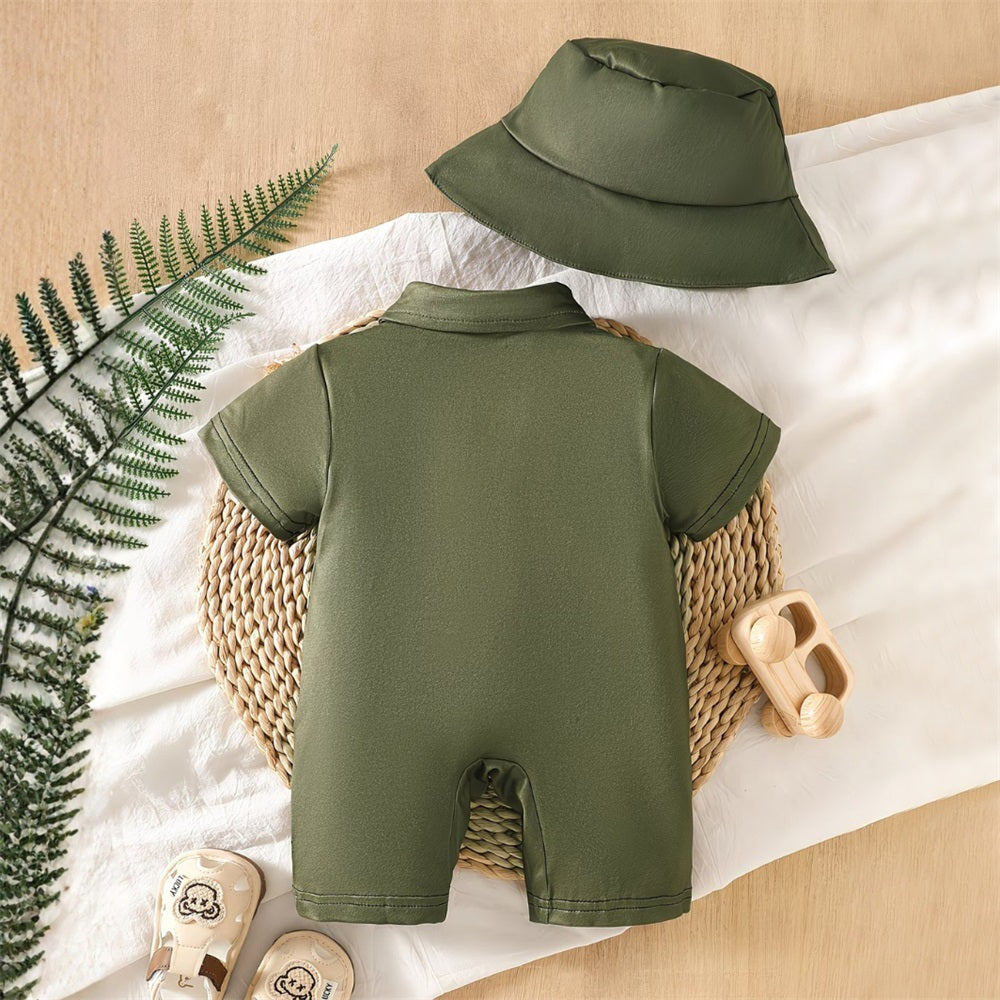 2PCS Style Cute Animal Print Short Sleeve Baby Jumpsuit