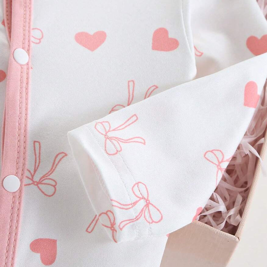 Cheerful Heart Print Long Sleeve Baby Girl Jumpsuit