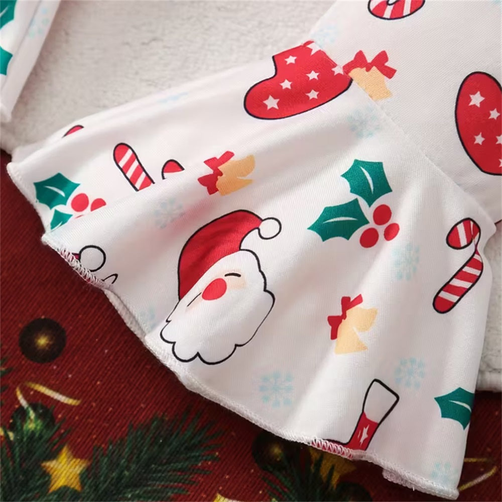 4PCS My 1st Christmas Letter Santa Claus Print Long Sleeve Baby Set