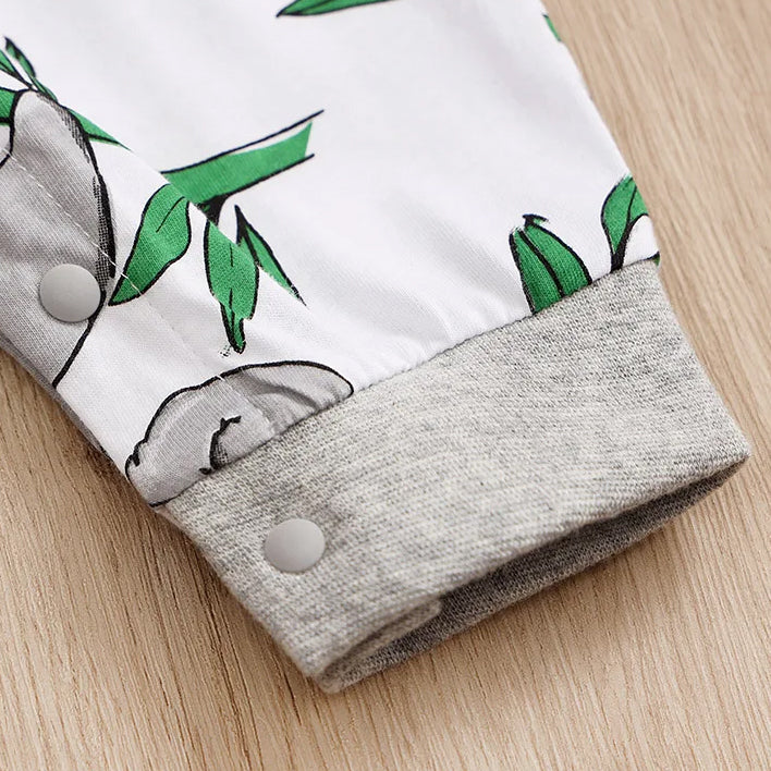 Adorable Cartoon Koala Printed Long Sleeve Baby Jumpsuit