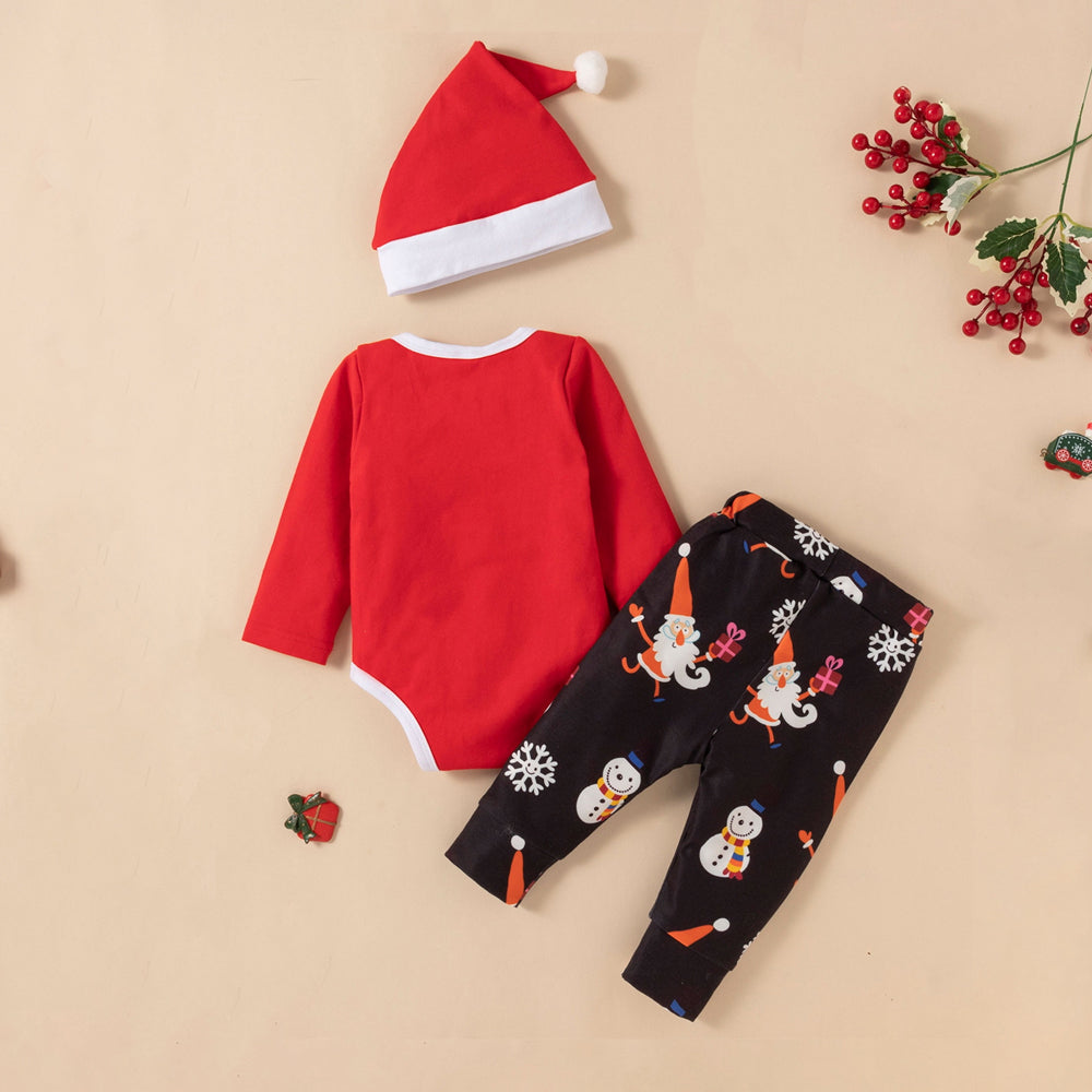 3PCS Oh Deer Christmas Is Here Letter Deer Printed Baby Set