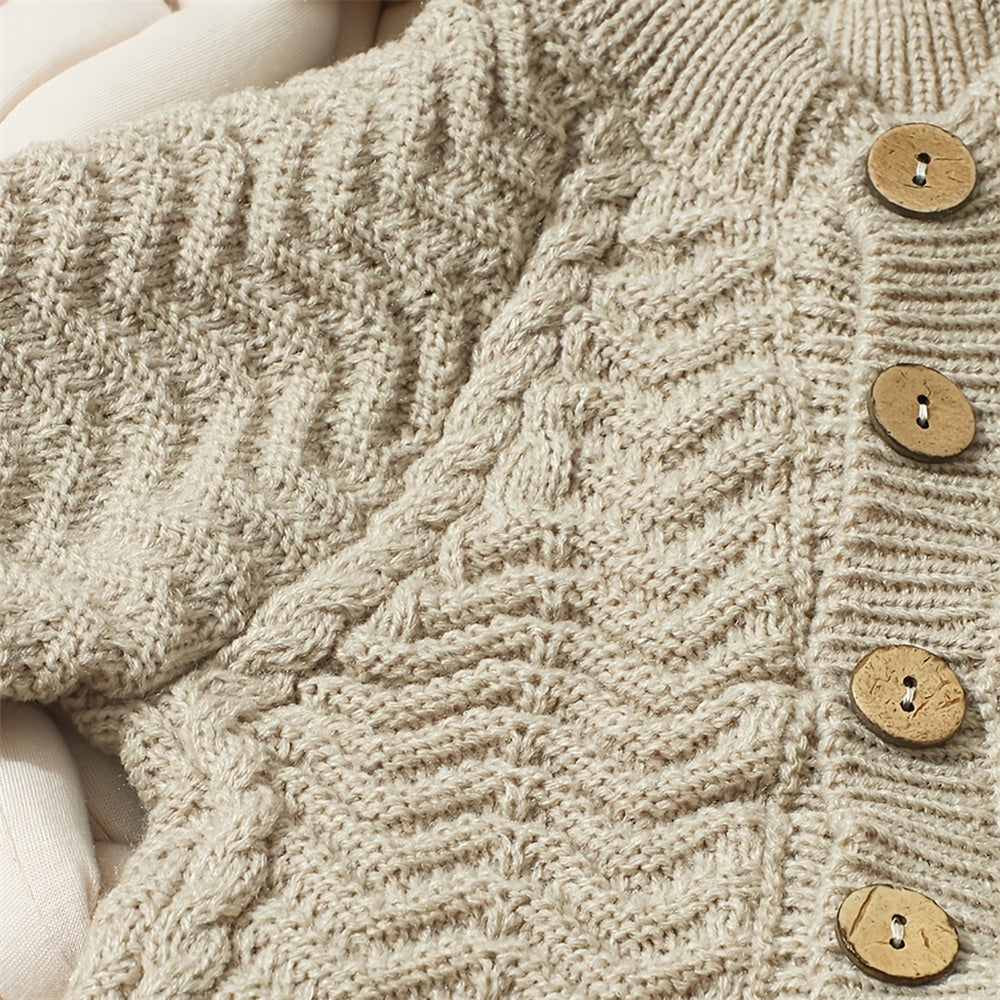 2PCS Comfy Solid Color Knit Long Sleeve Baby Jumpsuit