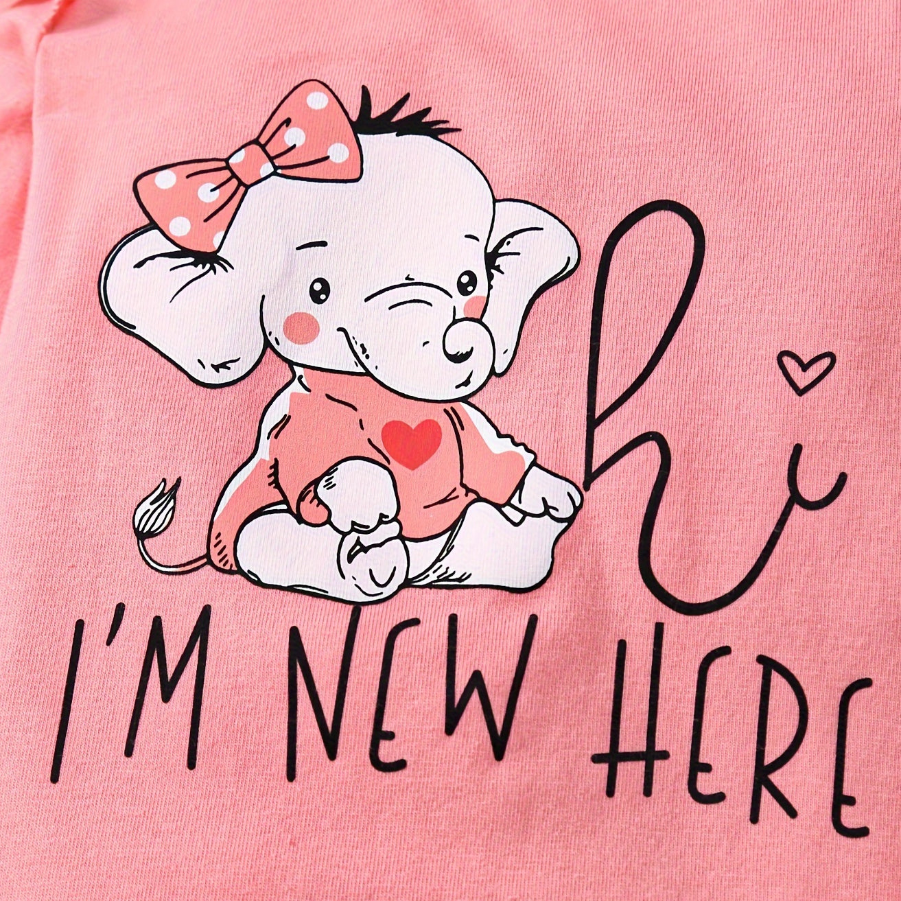 4PCS Hi I'm New Here Letter Elephant Printed Long Sleeve Baby Set