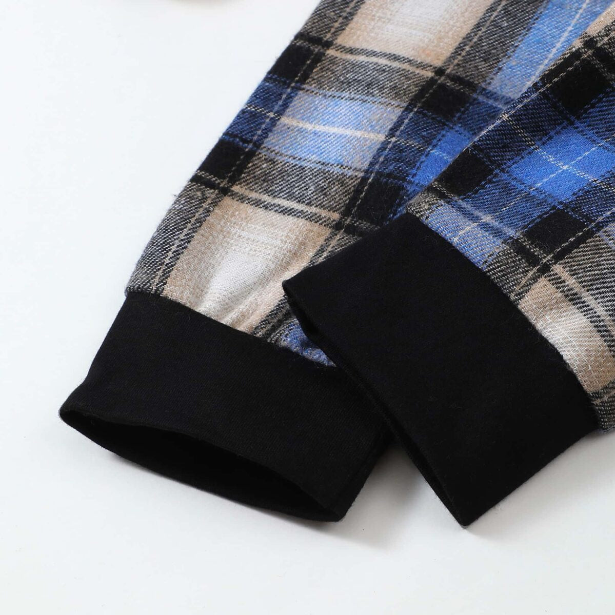 2PCS Mama's Boy Letter Plaid Printed Hoodie Baby Set