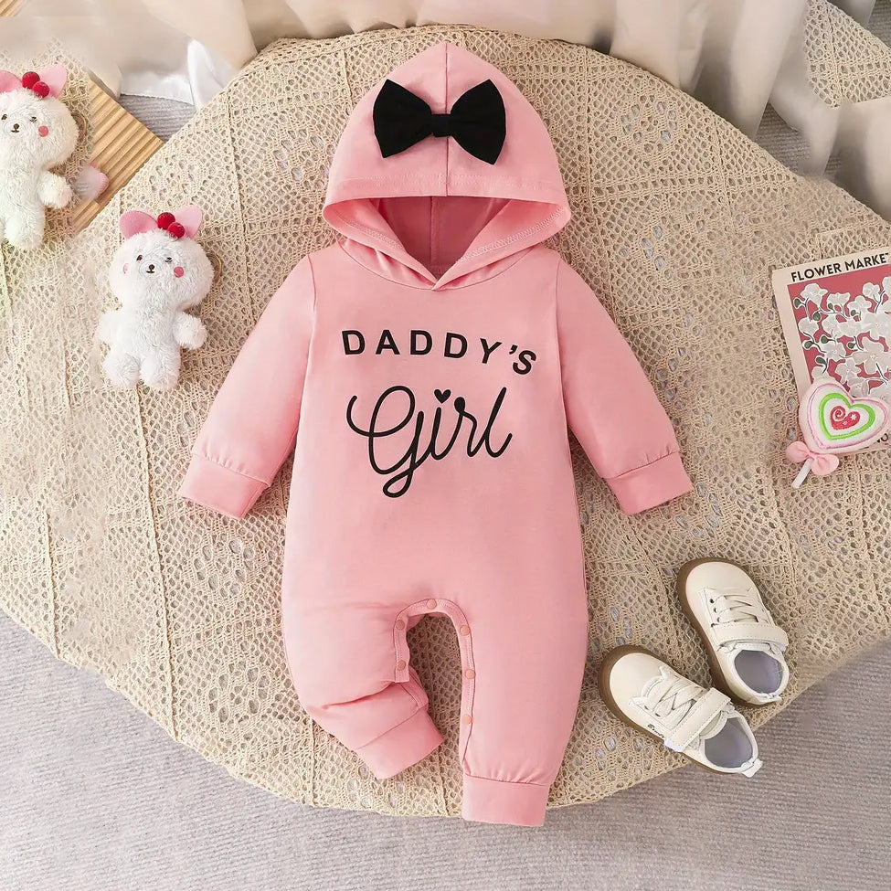 Lovely Daddy's Girl Letter Printed Hoodie Baby Jumpsuit