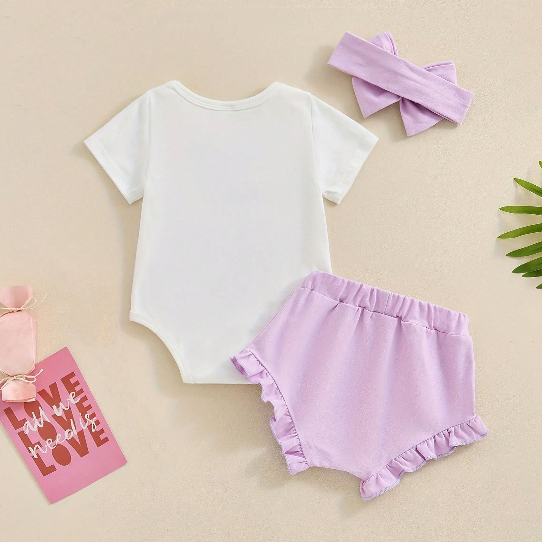 3PCS Daddy's Girl & Mammy's World Letter Embroidery Baby Set