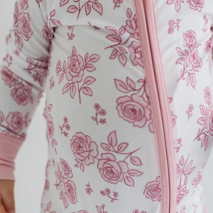 2PCS Fashion Floral Print Long Sleeve Zipper Baby Jumpsuit