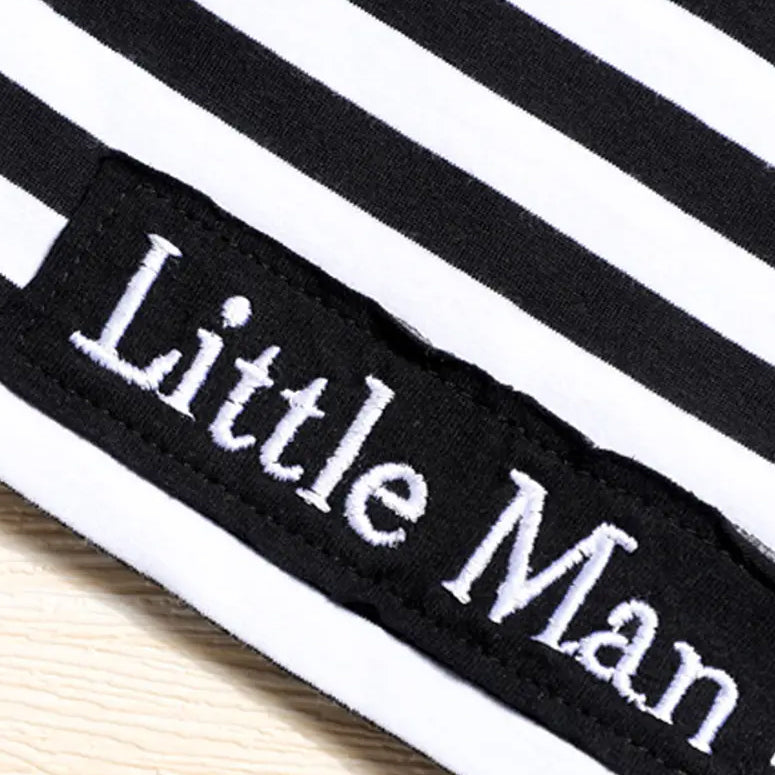 3PCS Daddy's Little Dude Letter Striped Printed Long Sleeve Baby Set