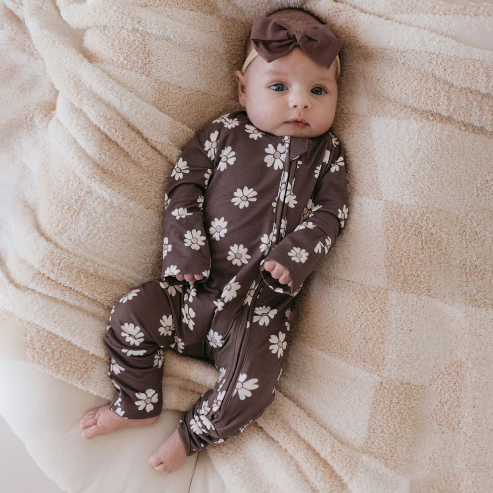 2PCS Trendy Floral Printed Long Sleeve Zipper Baby Jumpsuit