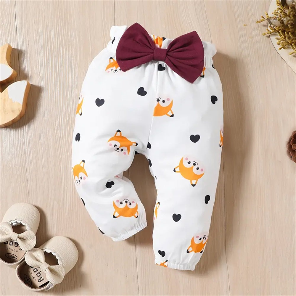 3PCS Cute Fox Printed Long Sleeve Baby Set
