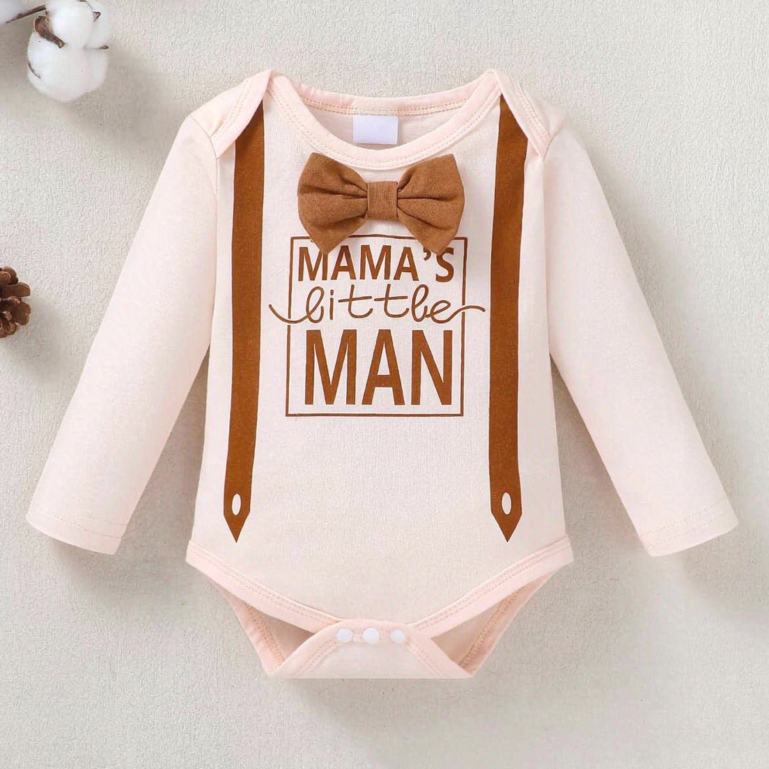 3PCS Mama's Little Man Letter Printed Long Sleeve Baby Set