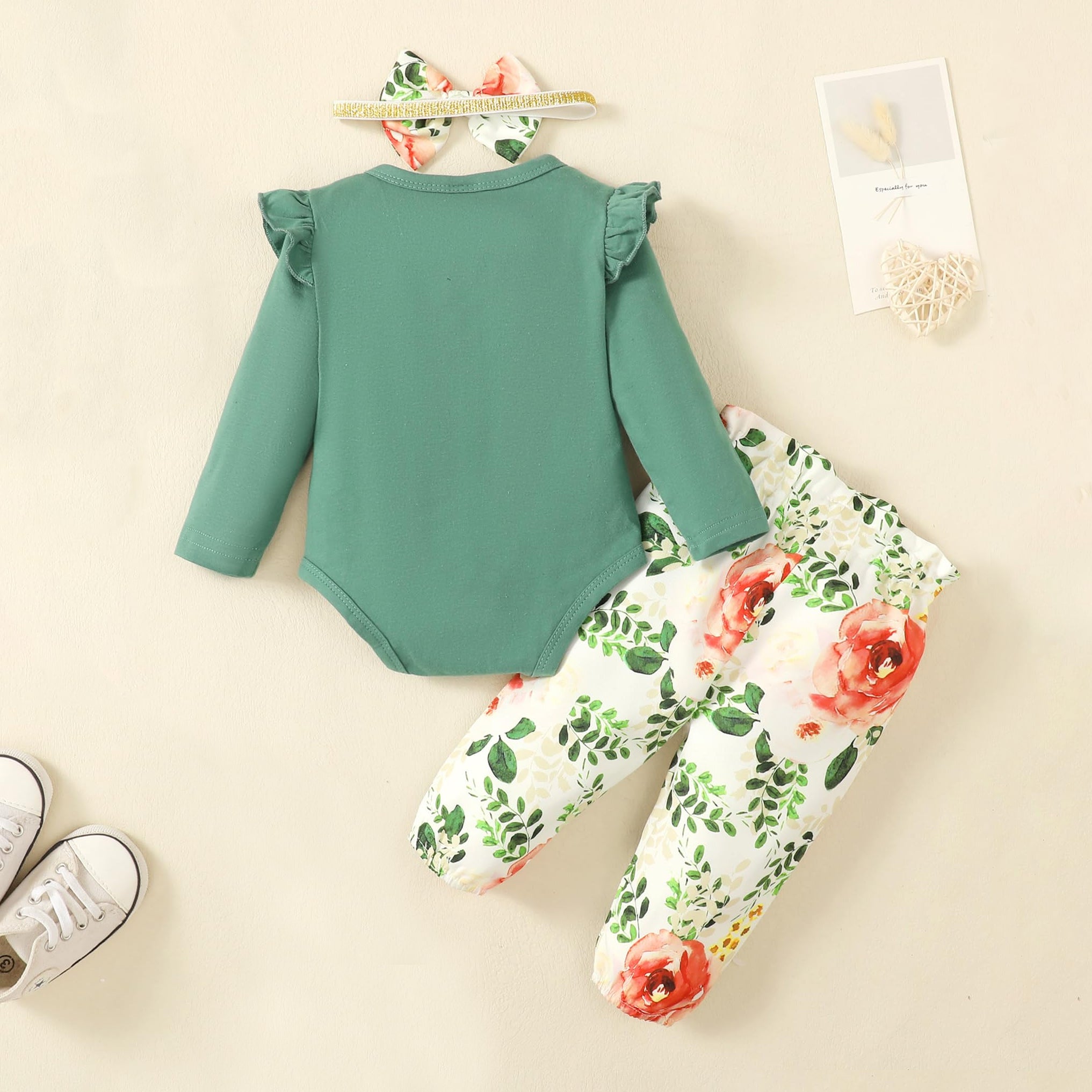 3PCS I Got It From My Mama Letter Floral Print Long Sleeve Baby Set