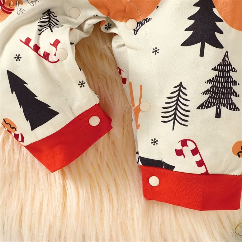 Endearing Christmas Gingerbread Print Long Sleeve Baby Jumpsuit