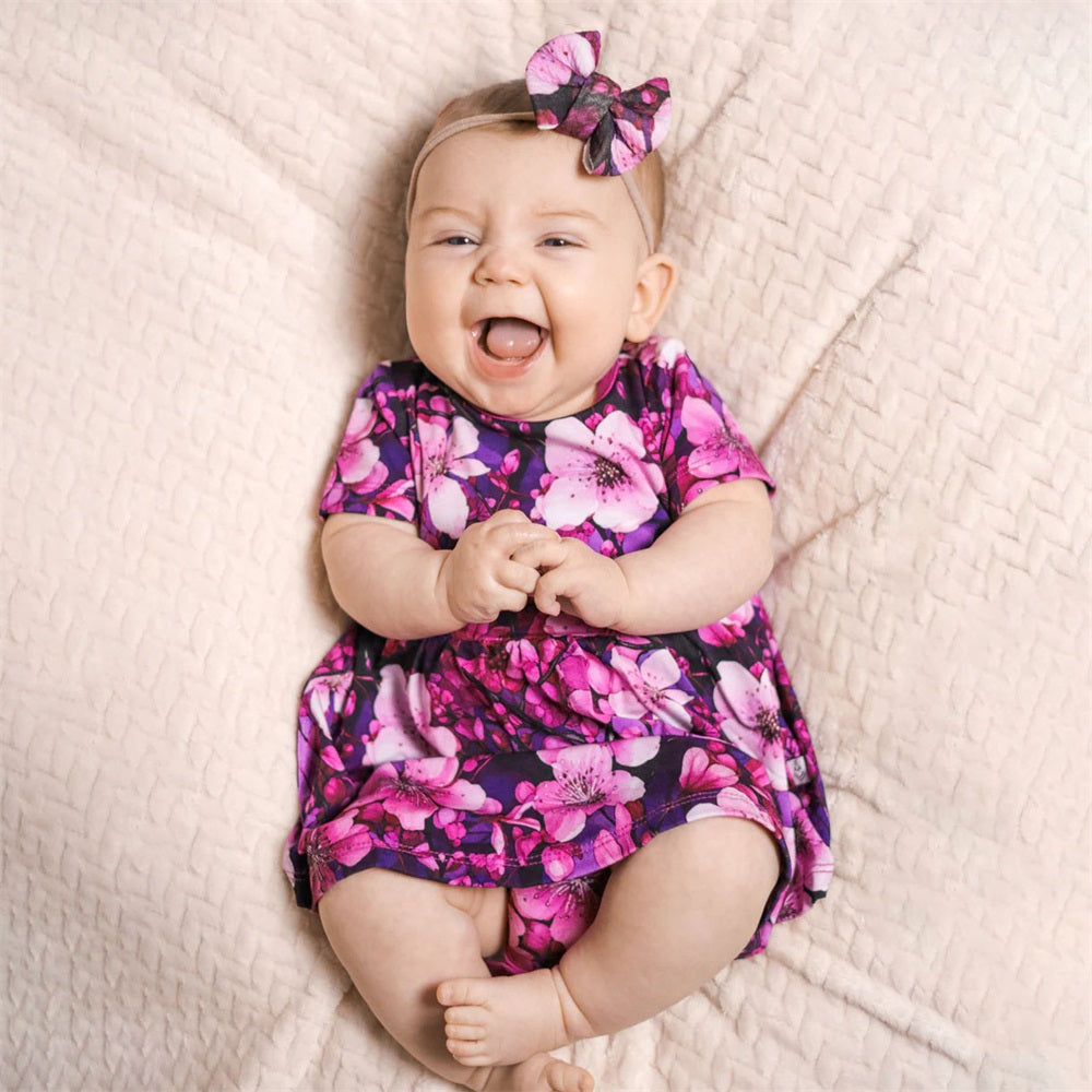 2PCS Trend Floral Printed Short Sleeve Baby Romper